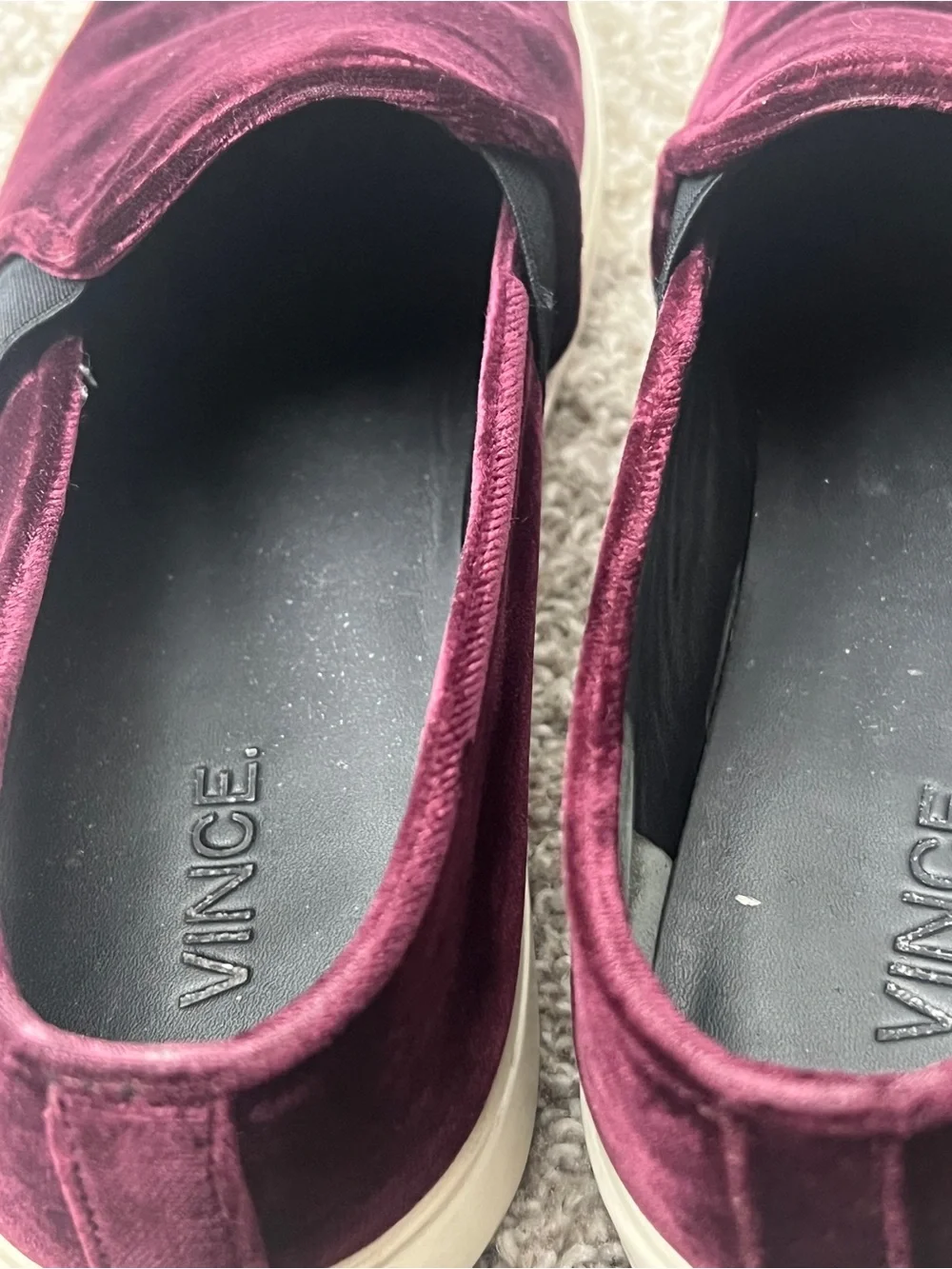 Vince Blair Velvet Slip On Sneakers Burgundy Oxblood Loafer Shoes Womens 7M - Picture 8 of 13